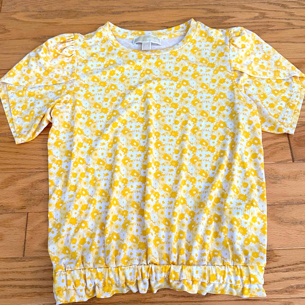 Michael Kors short sleeve floral blouse